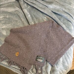 Lauren Ralph Lauren Heathered Grey Wool Scarf with Fringe